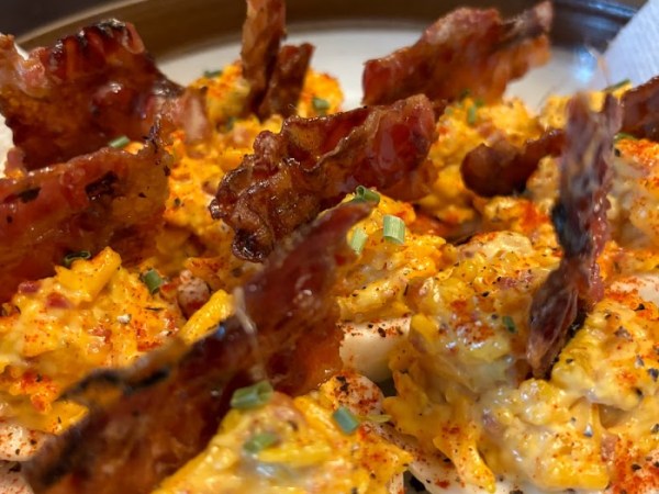 Audrey’s Favorite Deviled Eggs with Candied&nbsp;Bacon